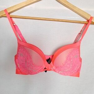 Victoria's Secret Very Sexy Bra 34B Hot Pink Lace Push-Up